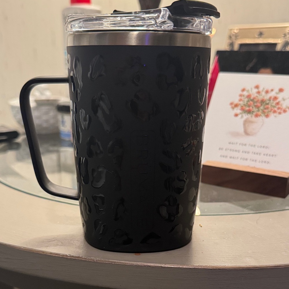 BrüMate Black Leopard Coffee Mug with Handle